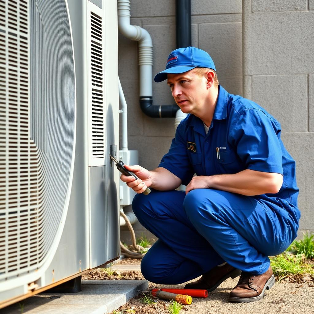 Technik HVAC przy pracy